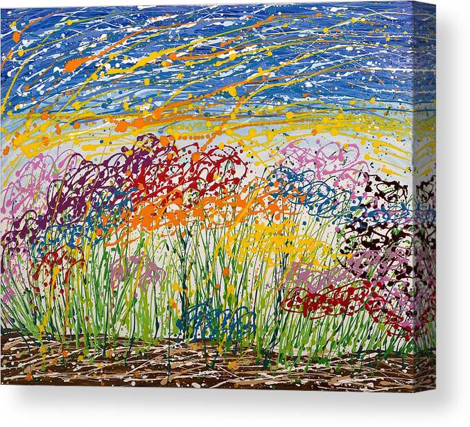 Flower Canvas Print featuring the painting Symphony of Flowers by Hagit Dayan