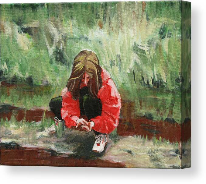 Tadpole Canvas Print featuring the painting Tadpoles by Trina Teele
