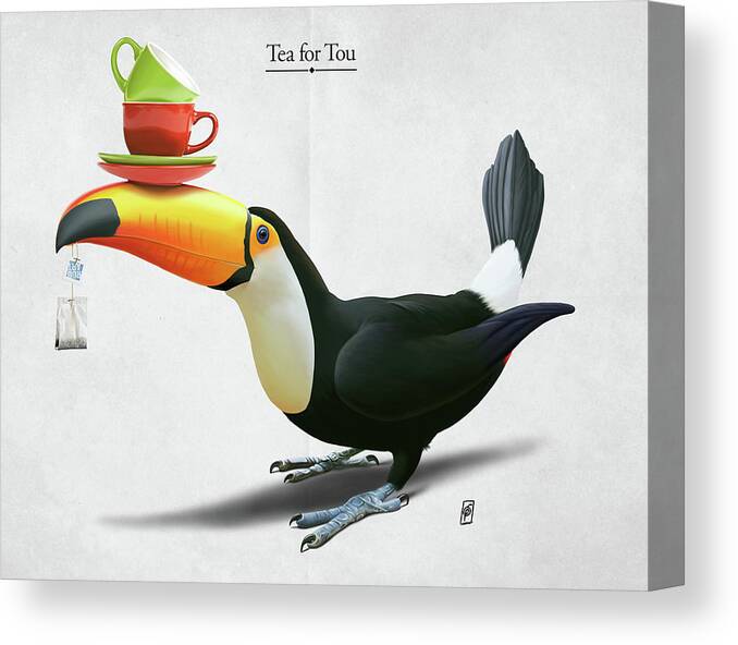 Toucan Canvas Print featuring the digital art Tea for Tou by Rob Snow