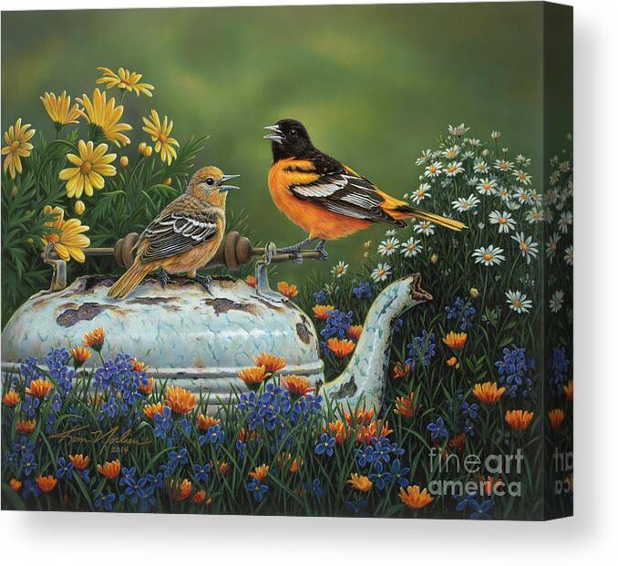 Kim Norlien Canvas Print featuring the painting Tea Time by Kim Norlien