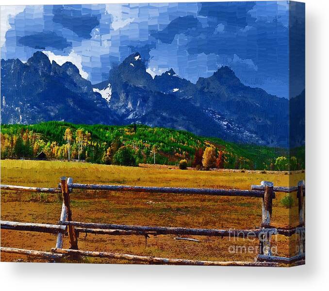 Diane Berry Canvas Print featuring the painting Teton Valley by Diane E Berry
