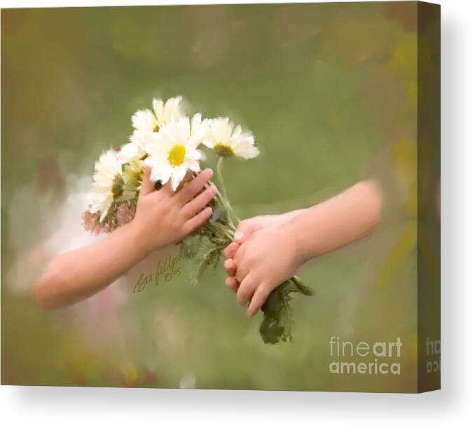 Children's Hands Canvas Print featuring the painting Thank You by Bon and Jim Fillpot