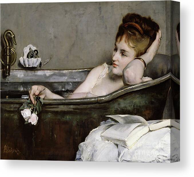 Alfred George Stevens Canvas Print featuring the painting The Bath by Alfred George Stevens