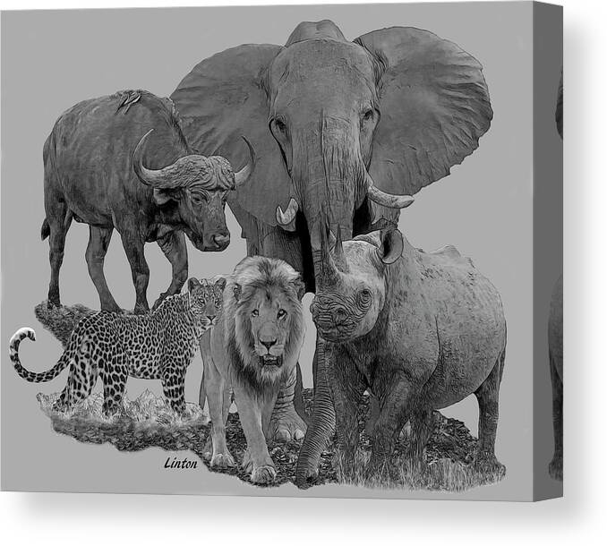 Big Five Canvas Print featuring the digital art The Big Five by Larry Linton