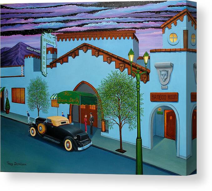 Hollywood Canvas Print featuring the painting The Brown Derby by Tracy Dennison