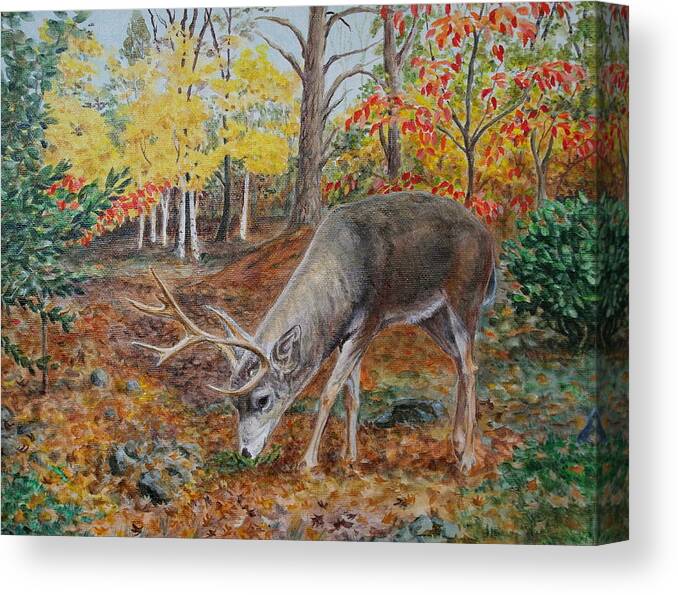 Deer Canvas Print featuring the painting The Buck Stops Here by Michele Myers