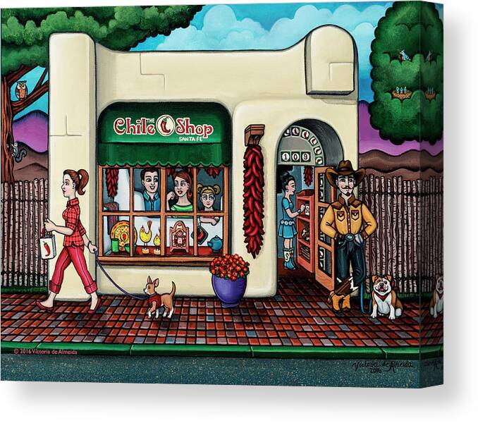 Chile Shop Canvas Print featuring the painting The Chile Shop Santa Fe by Victoria De Almeida