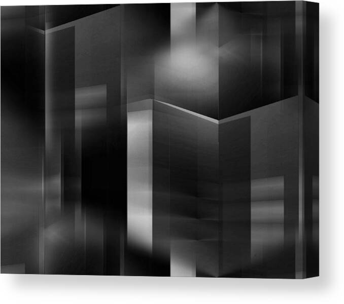 Abstract Canvas Print featuring the digital art The City At Night 3 by John Krakora