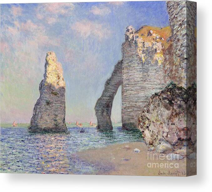 The Cliffs At Etretat Canvas Print featuring the painting The Cliffs at Etretat by Claude Monet