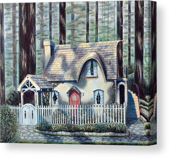 Landscape Canvas Print featuring the painting The Cottage by Mr Dill