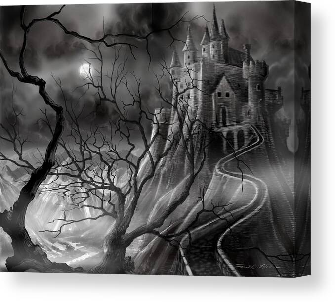 Castle Canvas Print featuring the painting The Dark Castle by James Christopher Hill