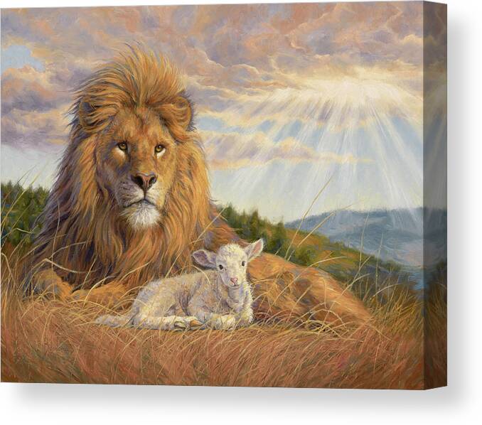 Lion Canvas Print featuring the painting The Dawning of a New Day by Lucie Bilodeau