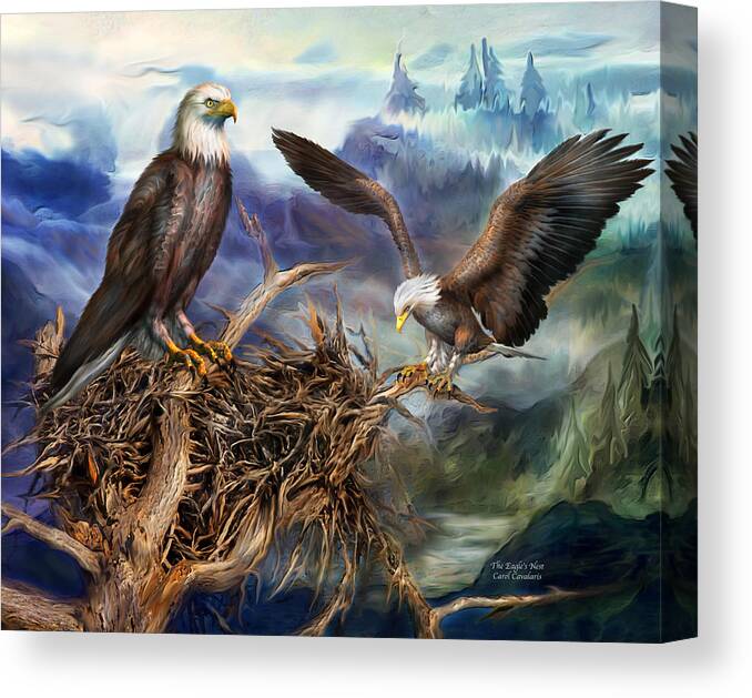 Eagle Canvas Print featuring the mixed media The Eagle's Nest by Carol Cavalaris