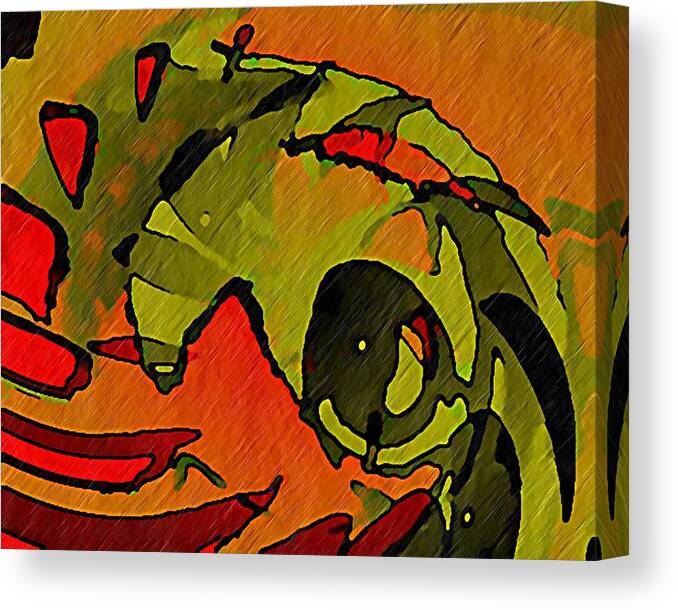 Green Canvas Print featuring the digital art The Green Iguana by Terry Mulligan