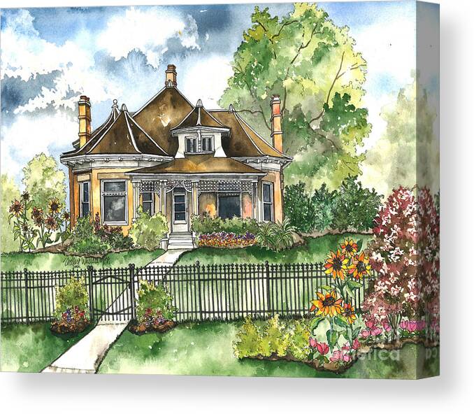 Victorian House Canvas Print featuring the painting The House on Spring Lane by Shelley Wallace Ylst