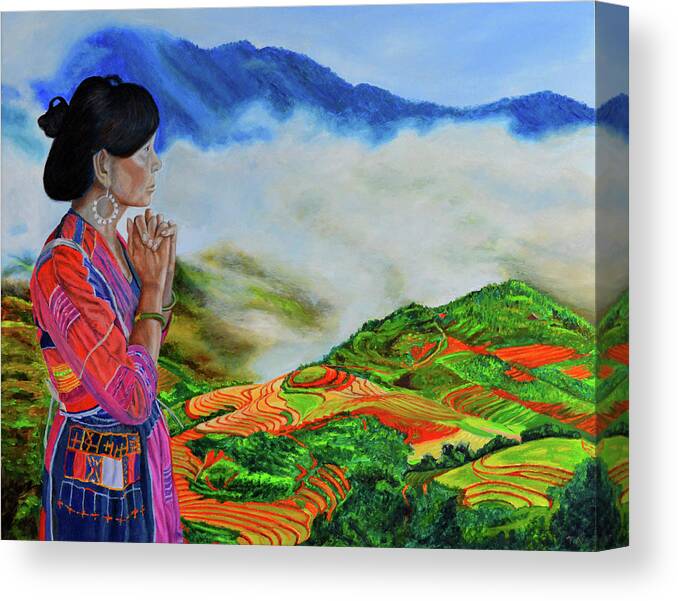 Rice Terraces Canvas Print featuring the painting The Icon by Thu Nguyen