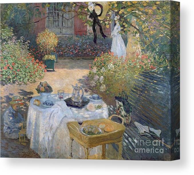 The Luncheon Canvas Print featuring the painting The Luncheon by Claude Monet