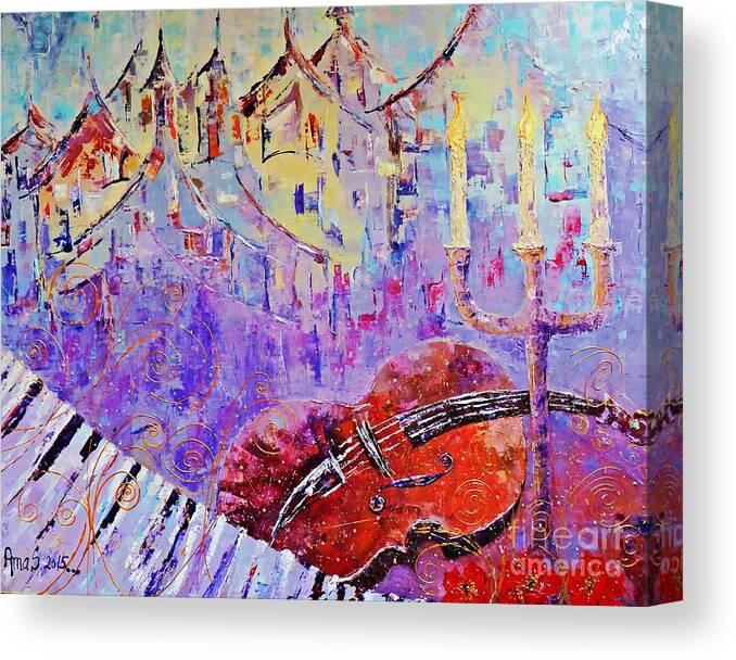 Music Canvas Print featuring the painting The Music of the Silence by Amalia Suruceanu