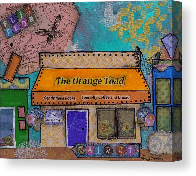 Orange Canvas Print featuring the mixed media The Orange Toad by Wendy Provins