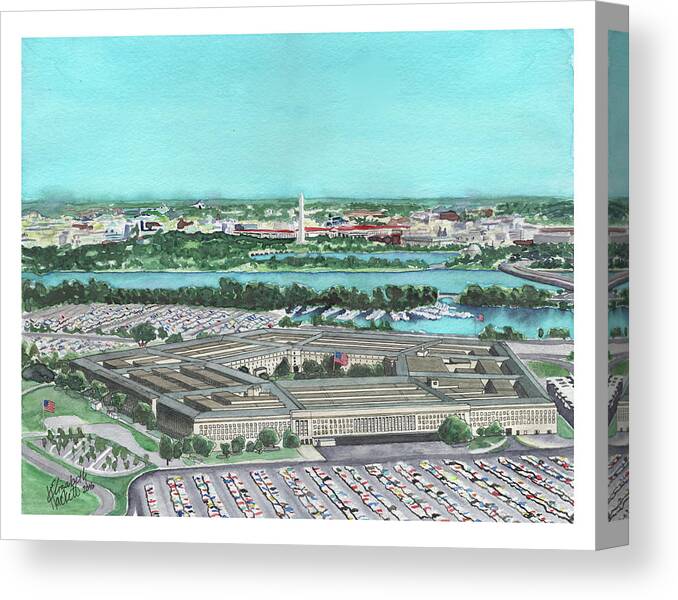 Pentagon Canvas Print featuring the painting The Pentagon by Betsy Hackett
