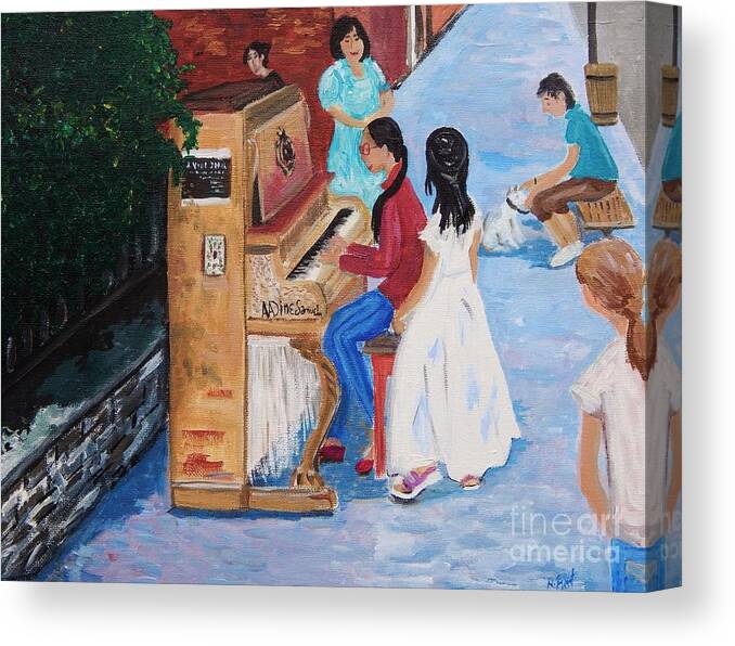 Piano Players Canvas Print featuring the painting The Piano Player by Reb Frost