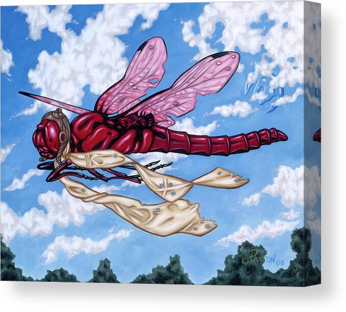 Dragonfly Canvas Print featuring the painting The Red Baron by Paxton Mobley