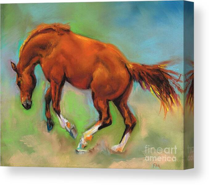 Horses Canvas Print featuring the painting The Sheer Joy of It by Frances Marino