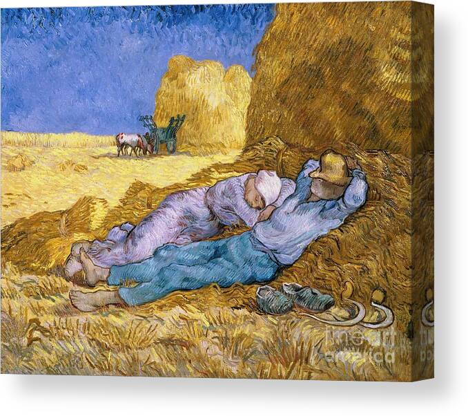 Noon Canvas Print featuring the painting The Siesta by Vincent Van Gogh