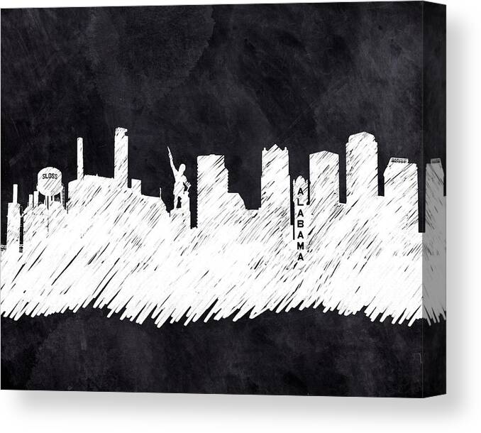 Birmingham Canvas Print featuring the mixed media The Skyline - Birmingham - Alabama by Mark Tisdale