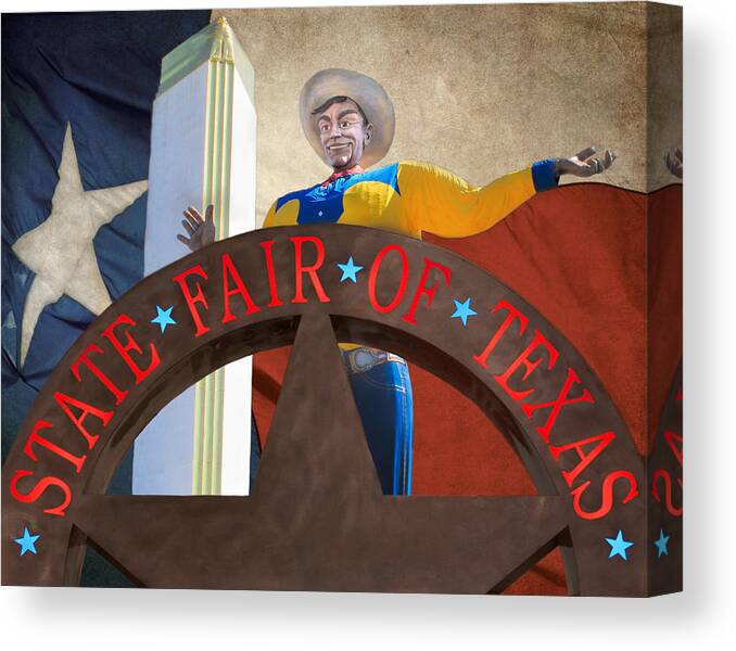 Big Tex Canvas Print featuring the photograph The State Fair of Texas by David and Carol Kelly