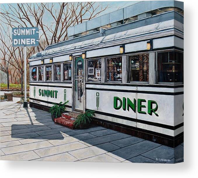 Summit Diner Canvas Print featuring the painting The Summit Diner by Daniel Carvalho