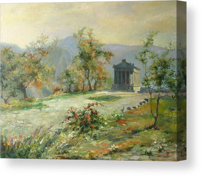 Armenia Canvas Print featuring the painting The temple of Garni by Tigran Ghulyan