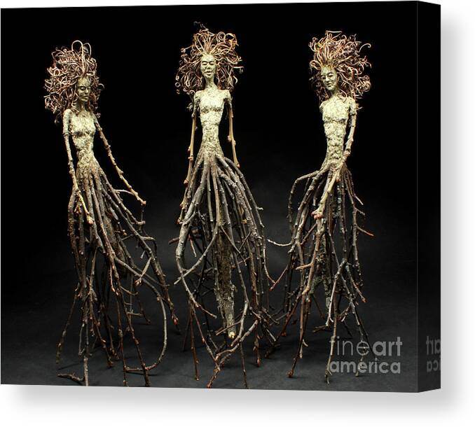 Three Graces Canvas Print featuring the mixed media The Three Graces Dance by Adam Long