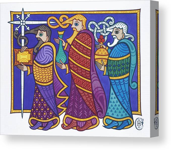 Celtic Christmas Three Kings Magi Wise Men Canvas Print featuring the painting The Three Kings by Ian Herriott