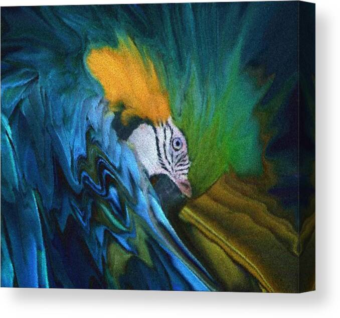 Bird (the Timid) Canvas Print featuring the digital art The Timid by Andrea N Hernandez