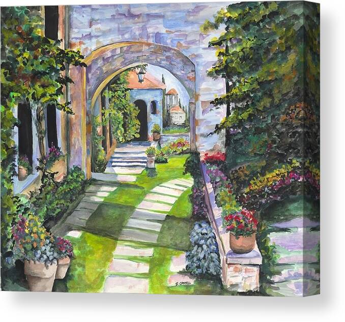 Greece Canvas Print featuring the digital art The Villa by Darren Cannell
