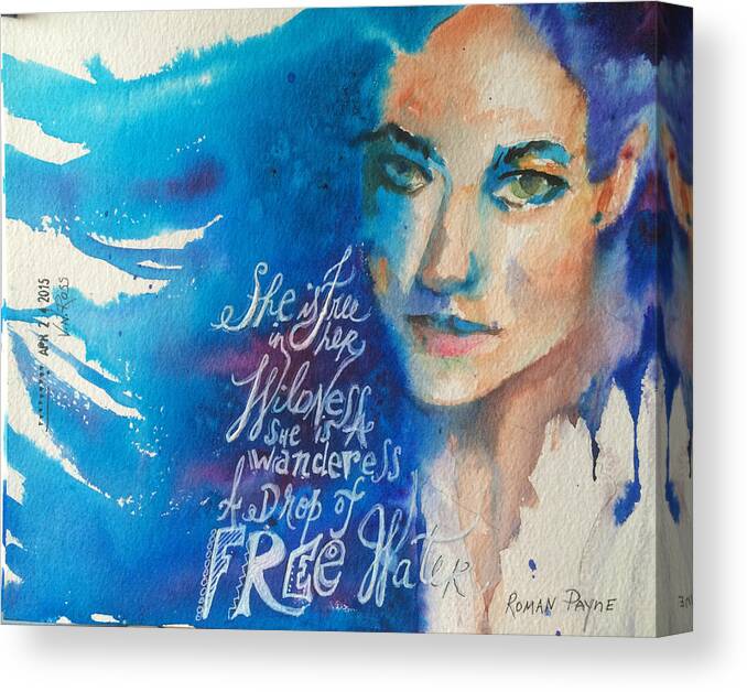 Blue Canvas Print featuring the painting The Wanderess by Vicki Ross
