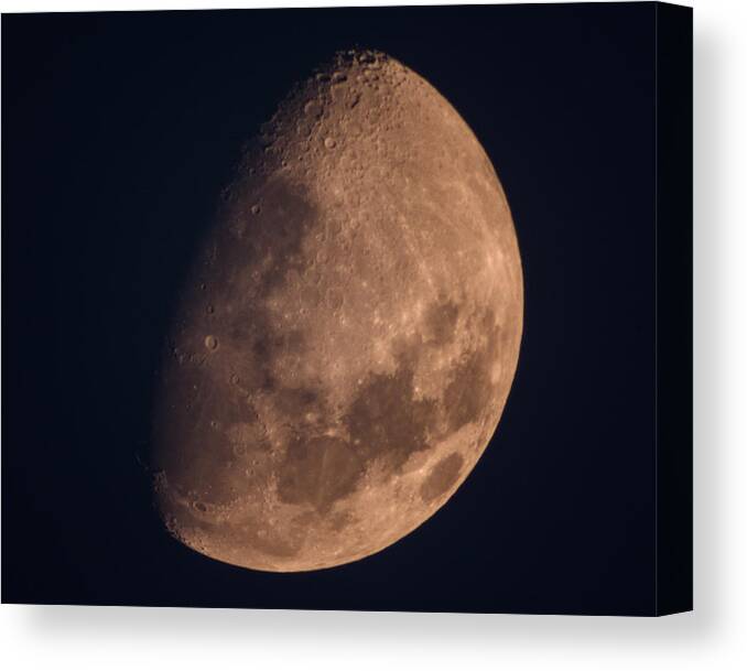 Three Quarter Moon Over New York City Canvas Print featuring the photograph There's a Moon up tonight by Kenneth Cole