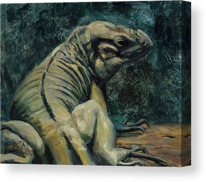 Iguana Canvas Print featuring the painting This IS my good side by Billie Colson