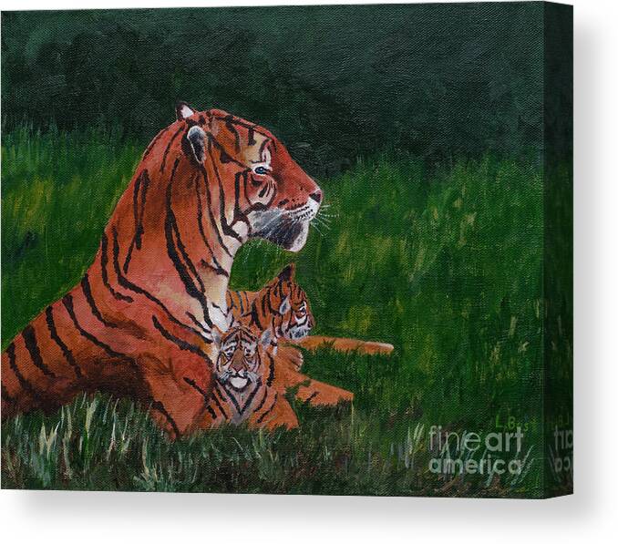 Tiger Canvas Print featuring the painting Tiger Family by Laurel Best