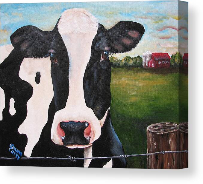 Holstein Canvas Print featuring the painting Till the Cows come Home by Laura Carey