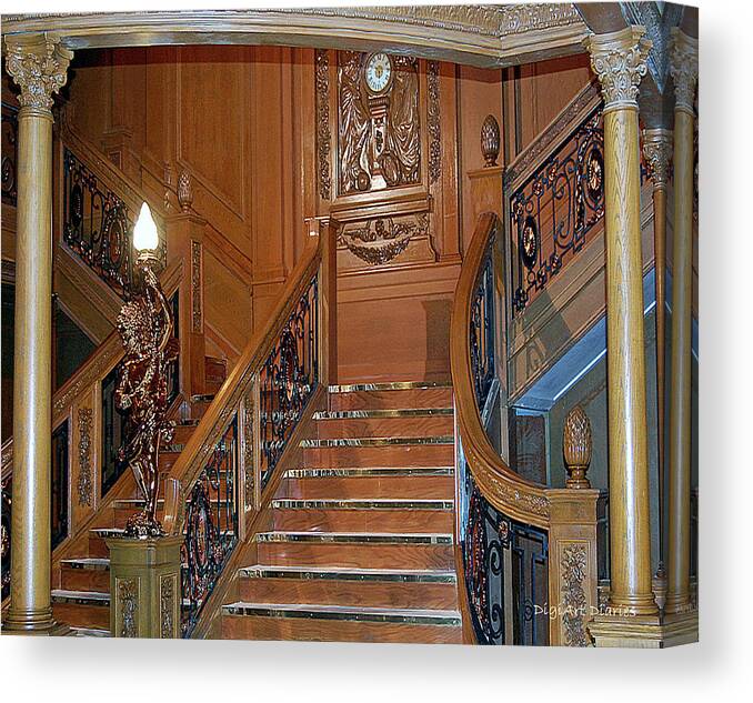 Titanic Canvas Print featuring the digital art Titanics Grand Staircase by DigiArt Diaries by Vicky B Fuller