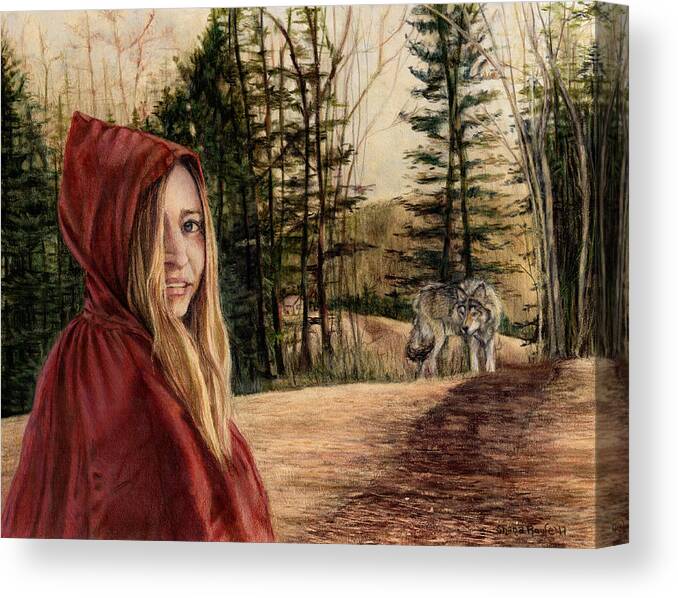 Little Red Riding Hood Canvas Print featuring the drawing To Grandmother's House We Go by Shana Rowe Jackson