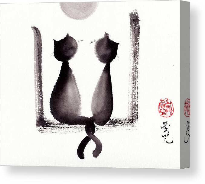Sumie Canvas Print featuring the painting Together We'll Grow Old by Oiyee At Oystudio