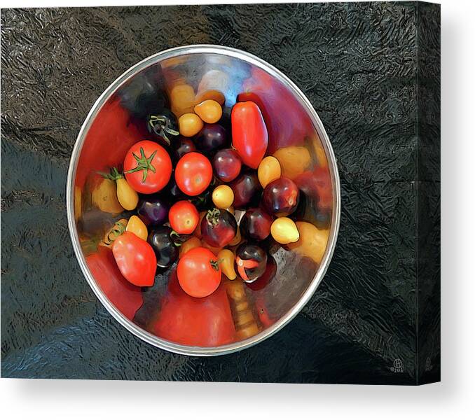 Tomatoes Canvas Print featuring the digital art Tomato Bowl by Gary Olsen-Hasek
