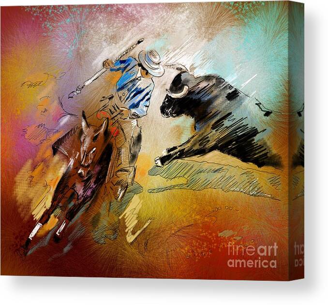 Bullfight Canvas Print featuring the painting Toroscape 42 by Miki De Goodaboom