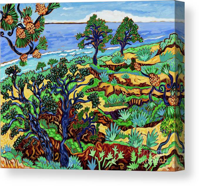 Torrey Pines Canvas Print featuring the painting Torrey Pines Overlook by Cathy Carey