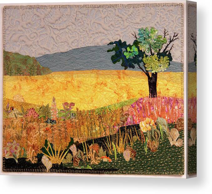 Landscape Canvas Print featuring the tapestry - textile Touch of Goldenrod by Martha Ressler