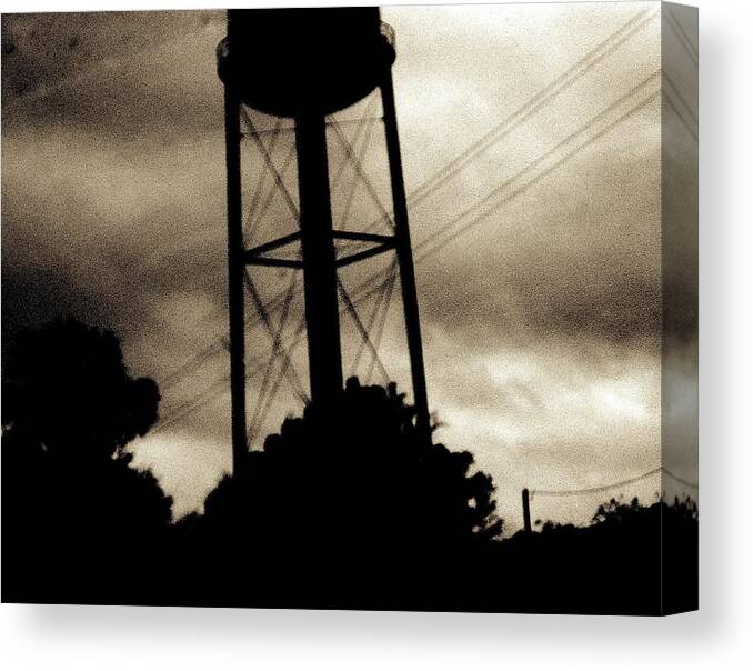 Water Tower Canvas Print featuring the photograph Tower with intersecting lines II by Stephen Hawks
