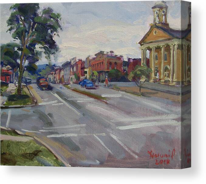 Town Canvas Print featuring the painting Town of Canandaigua NY by Ylli Haruni